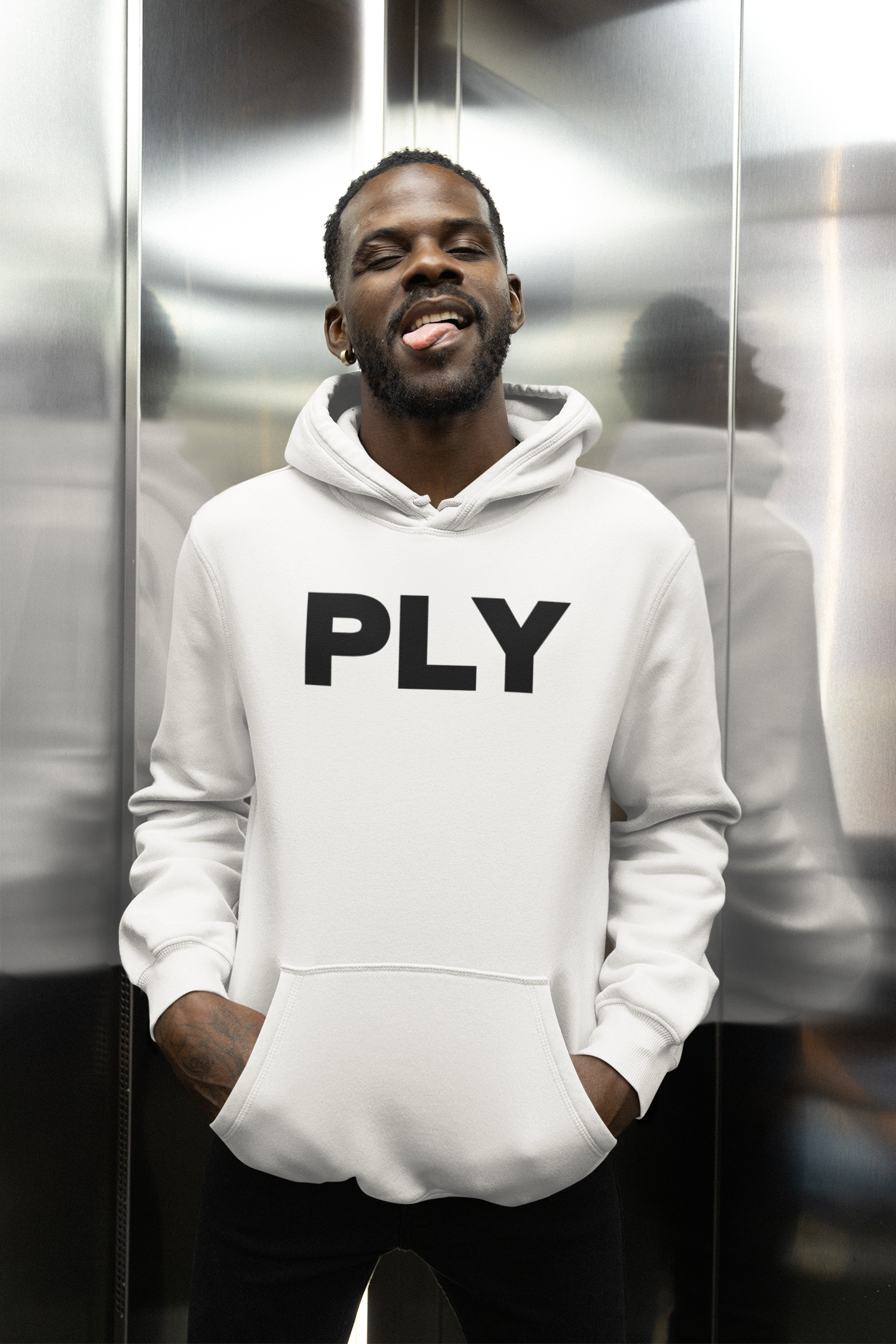 PLY Black on White Hoodie Heavy Blend (Unisex)