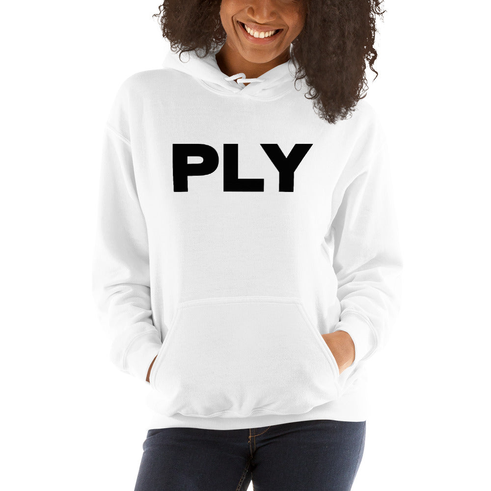 PLY Black on White Hoodie Heavy Blend (Unisex)