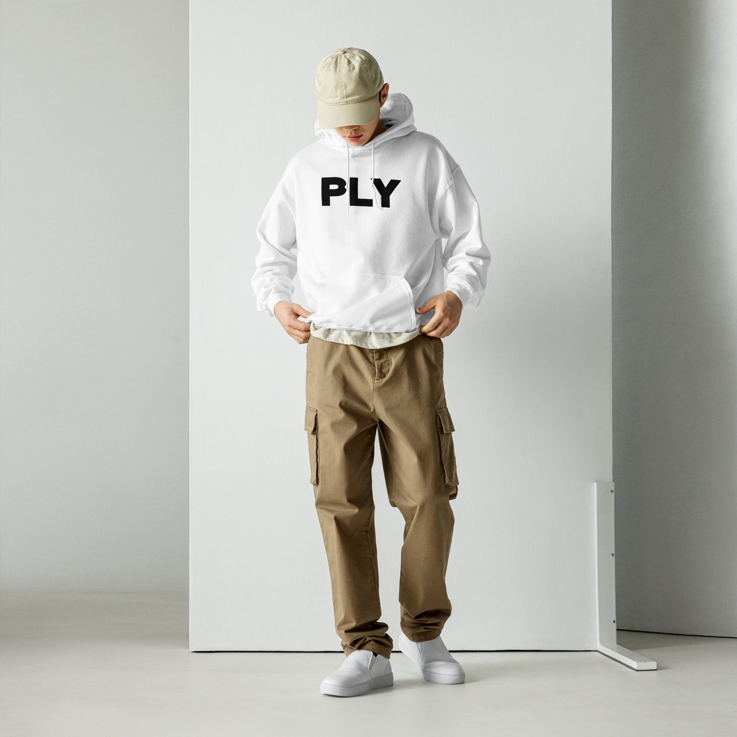 PLY Black on White Hoodie Heavy Blend (Unisex)