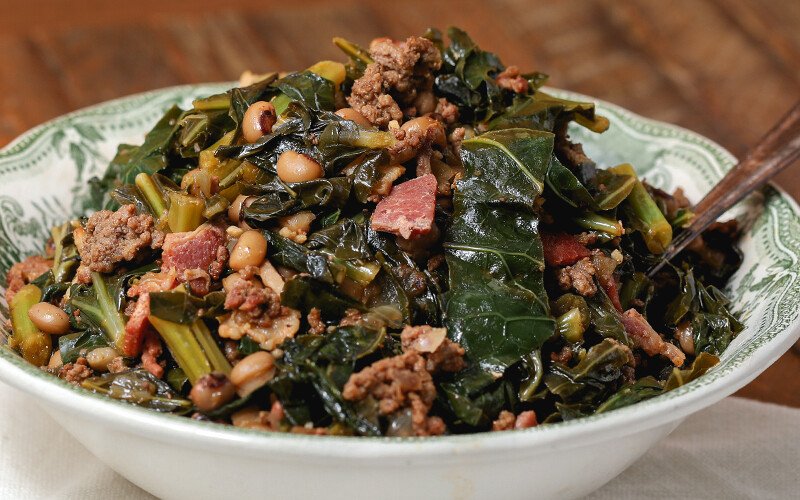 Blackeyed Peas with Collard Greens & Ground Beef